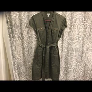 Cute army green button front dress from H&M S 12